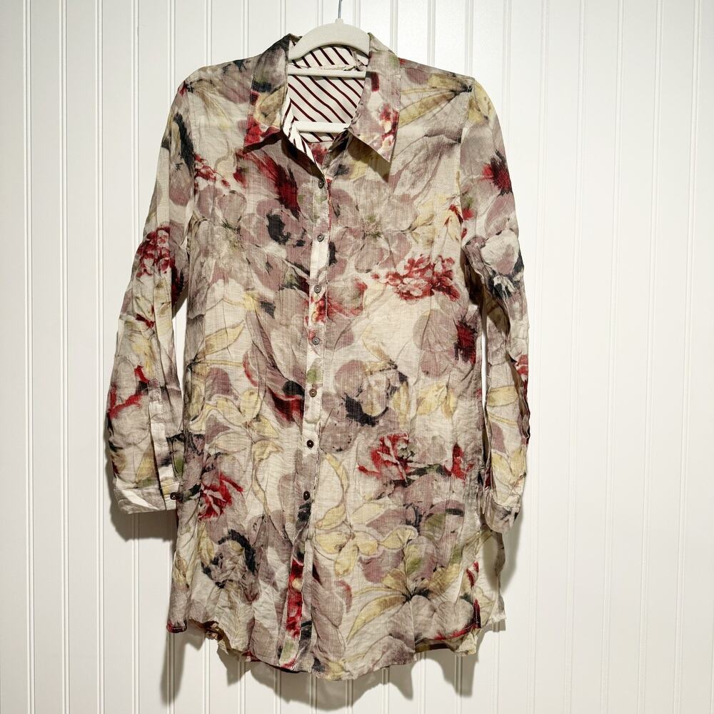 Soft Surroundings Floral Long Sleeve Tunic Top Lightweight Size Petite Medium